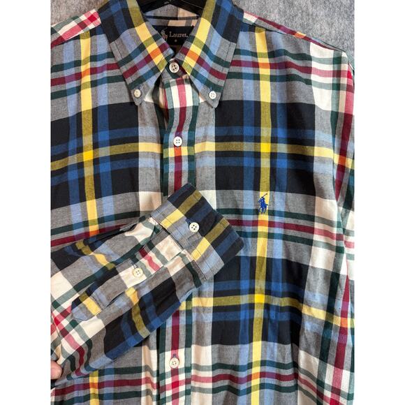 Ralph Lauren Vintage Mens Blaire Multi Color Plaid Got Dot Tag Shirt - Medium - Picture 1 of 7